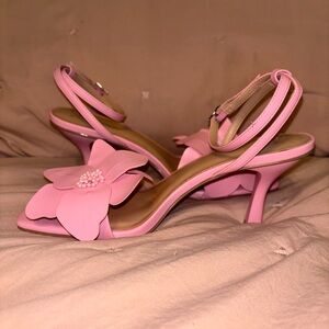 Pink Floral Heels, Size 8